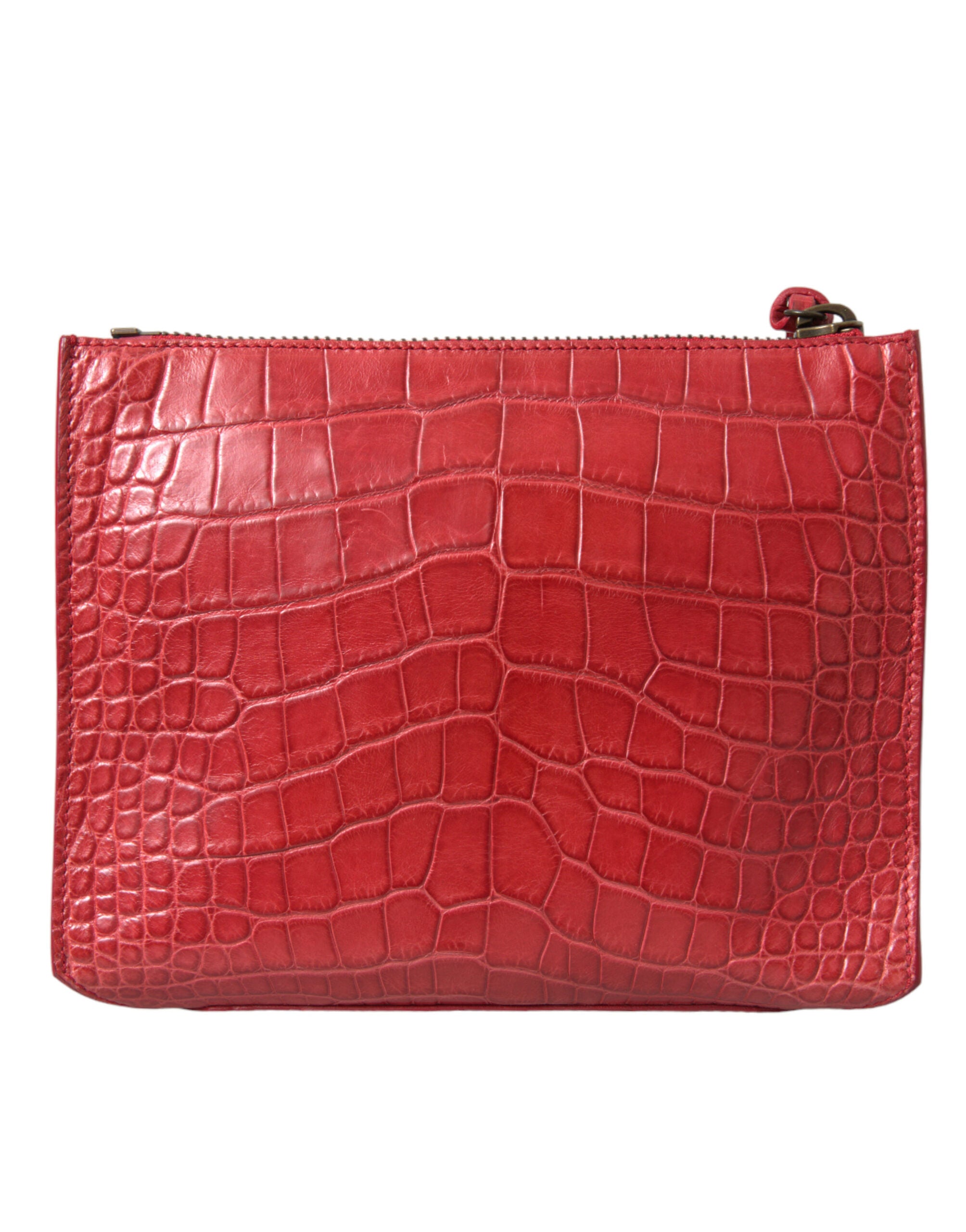 Balenciaga Red Exotic Skin Leather Classic Pouch Purse Wristlet Bag